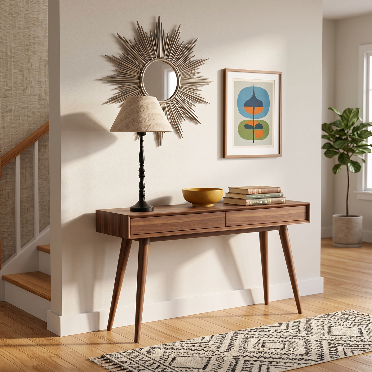 Grid Fabric Table Lamp in a styled room