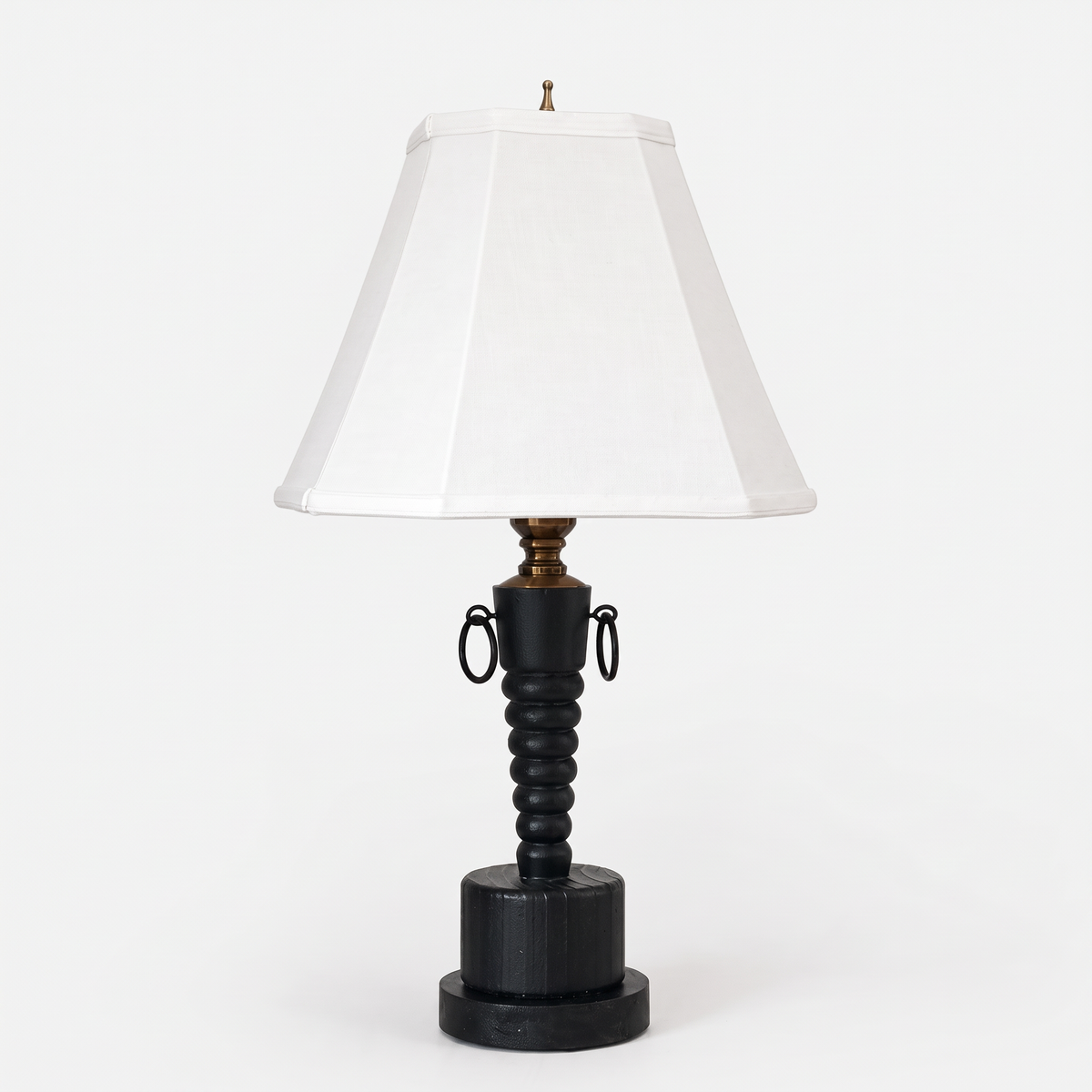 Vintage Black Wood Table Lamp on a white background