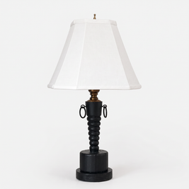 Vintage Black Wood Table Lamp on a white background