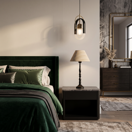 Grid Fabric Table Lamp in a styled room