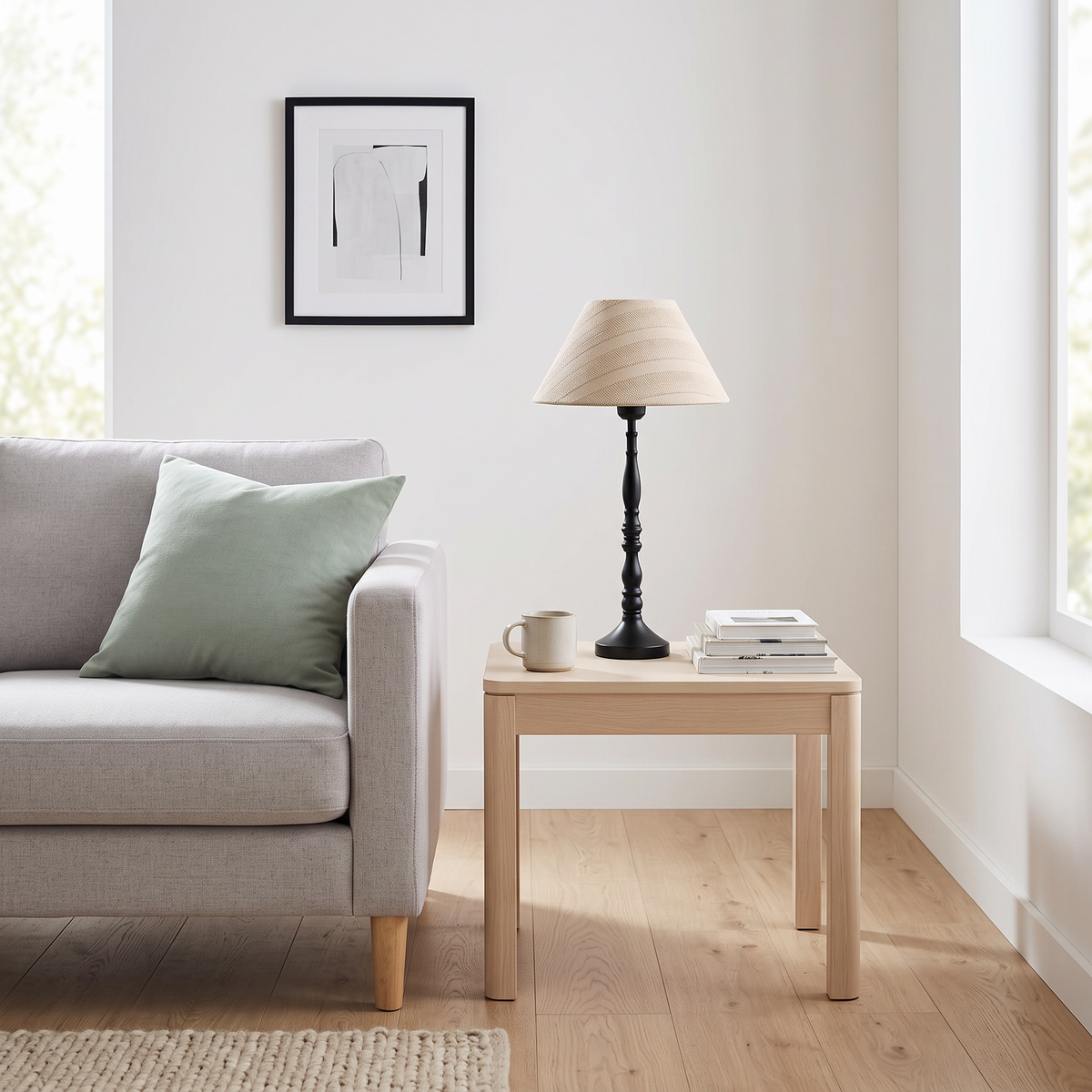 Grid Fabric Table Lamp in a styled room