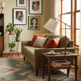 Vintage Bauhaus Swing Arm Table Lamp in a styled room