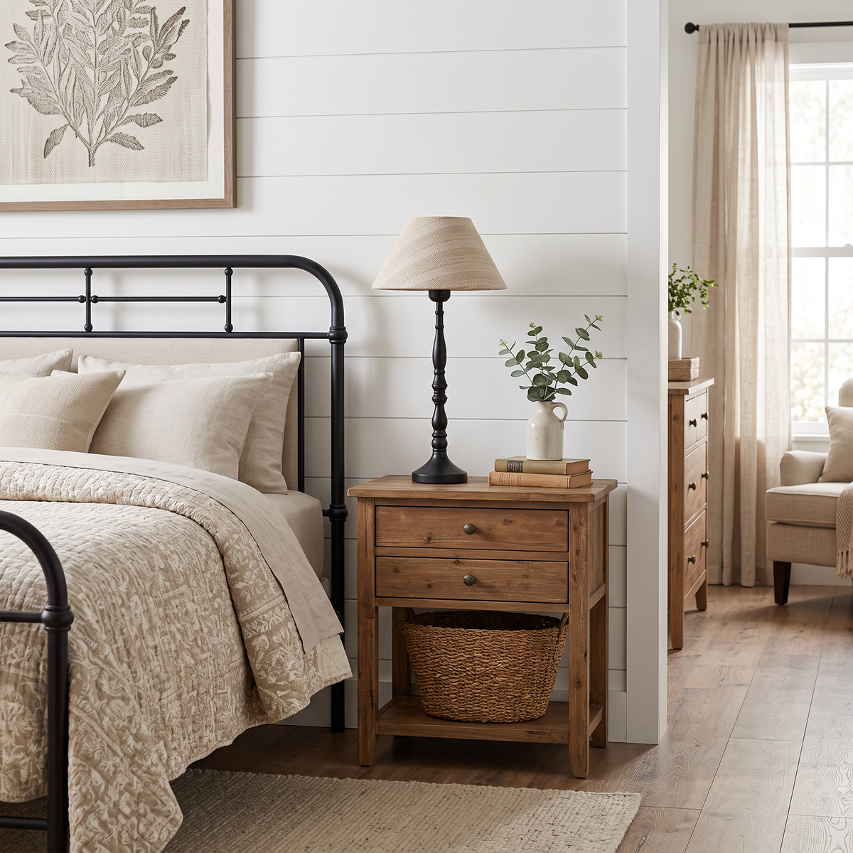 Grid Fabric Table Lamp in a styled room