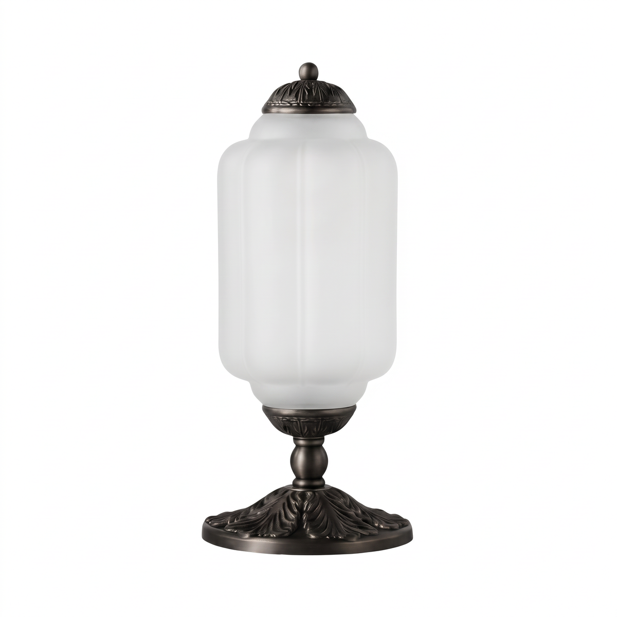 Vintage Glass Eloise Table Lamp (black / frosted glass) on a white background