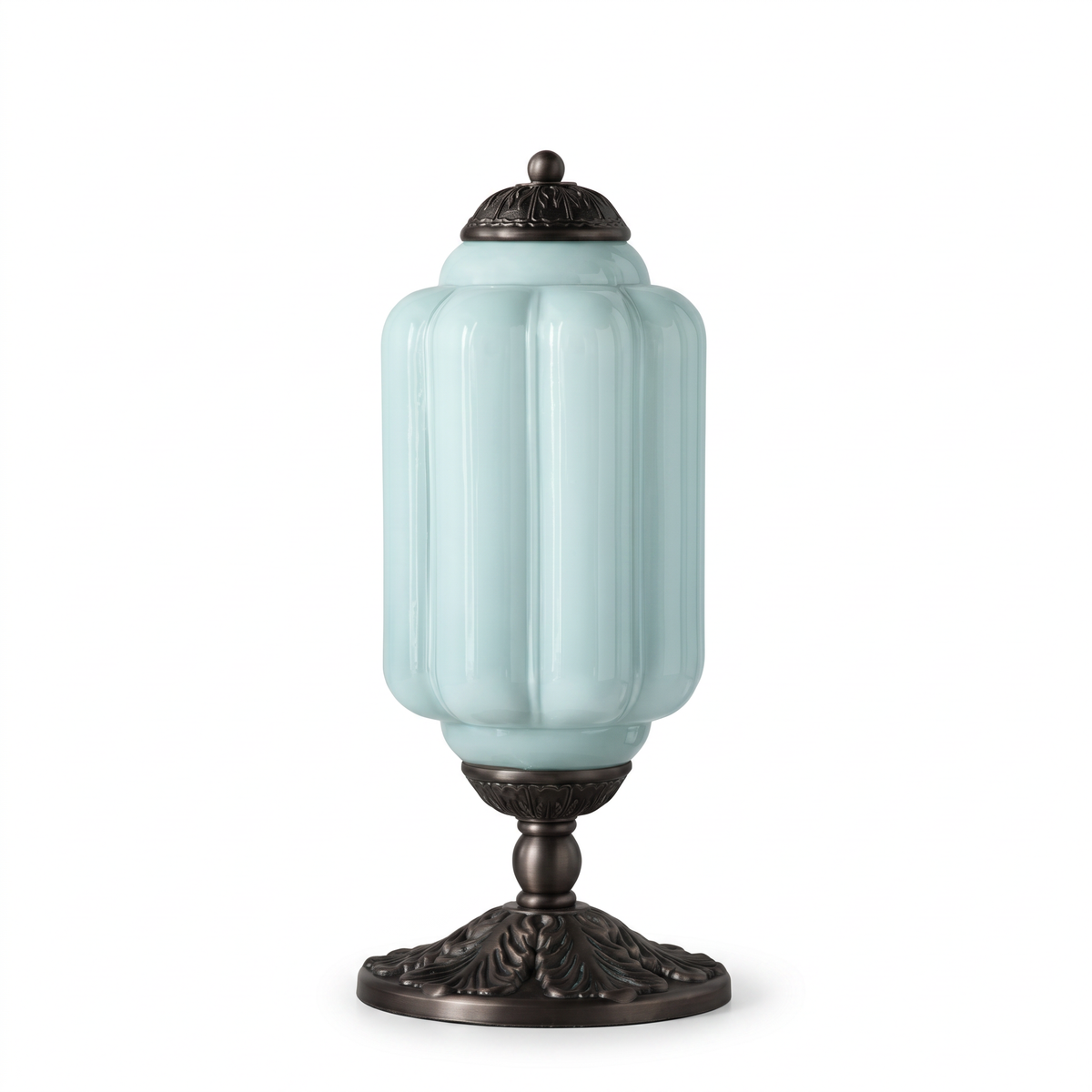Vintage Glass Eloise Table Lamp (black / blue) on a white background