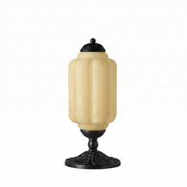 Vintage Glass Eloise Table Lamp (black / yellow) on a white background