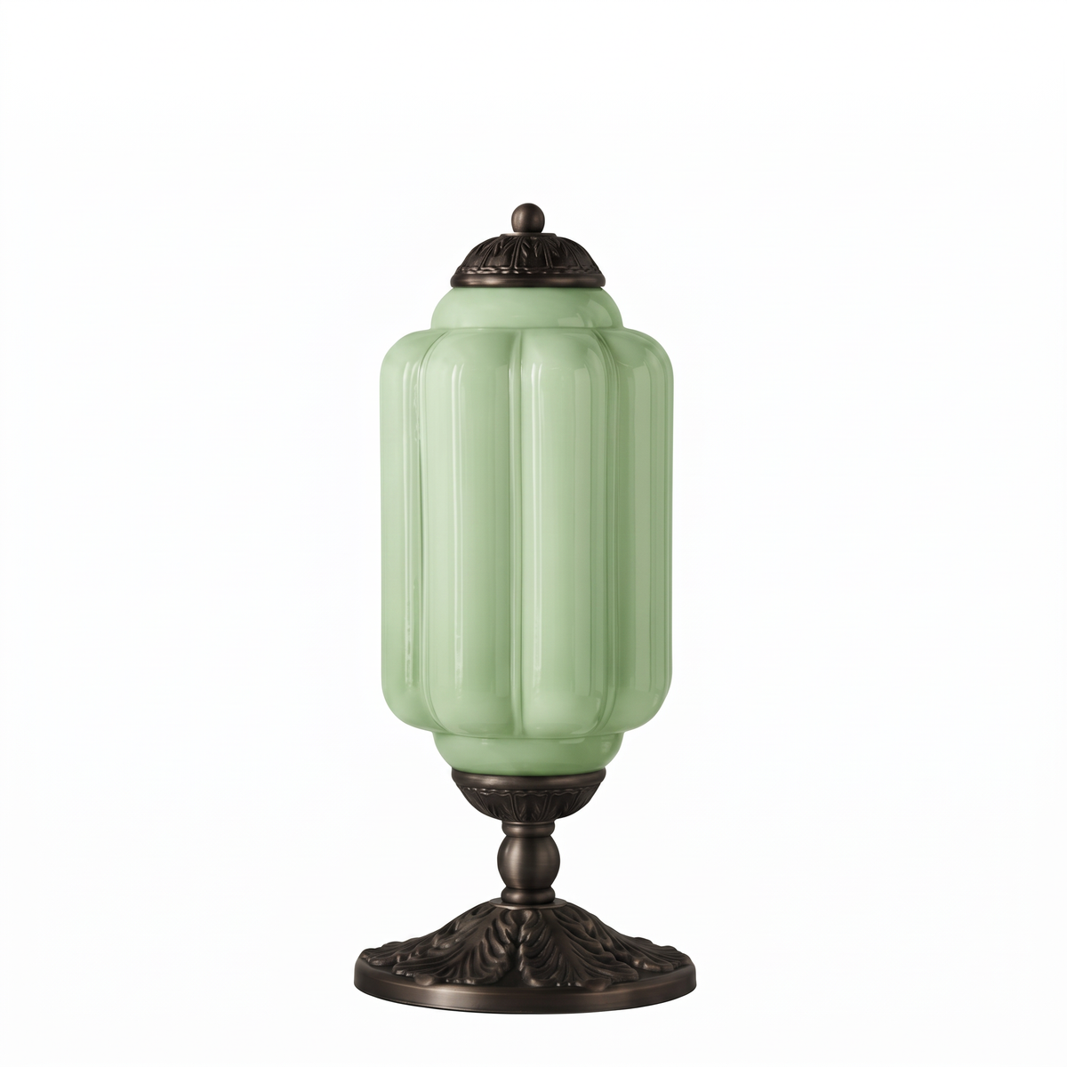 Vintage Glass Eloise Table Lamp (black / green) on a white background