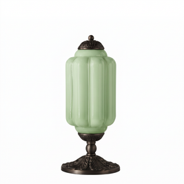 Vintage Glass Eloise Table Lamp (black / green) on a white background