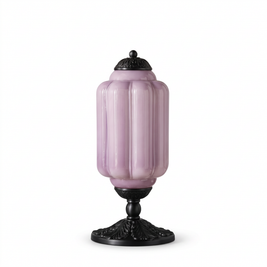 Vintage Glass Eloise Table Lamp (black / lavender) on a white background