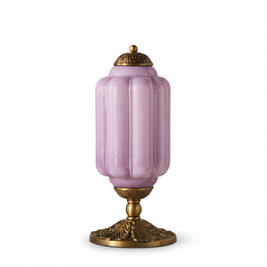 Vintage Glass Eloise Table Lamp (brass / lavender) on a white background