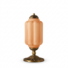Vintage Glass Eloise Table Lamp (brass / orange) on a white background