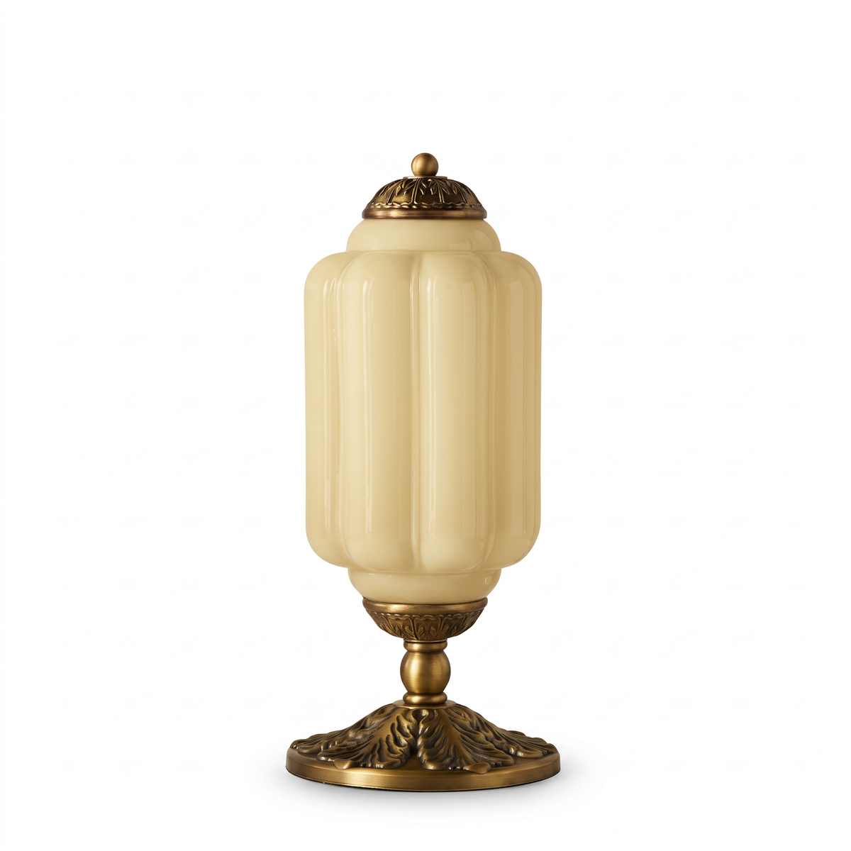Vintage Glass Eloise Table Lamp (brass / yellow) on a white background