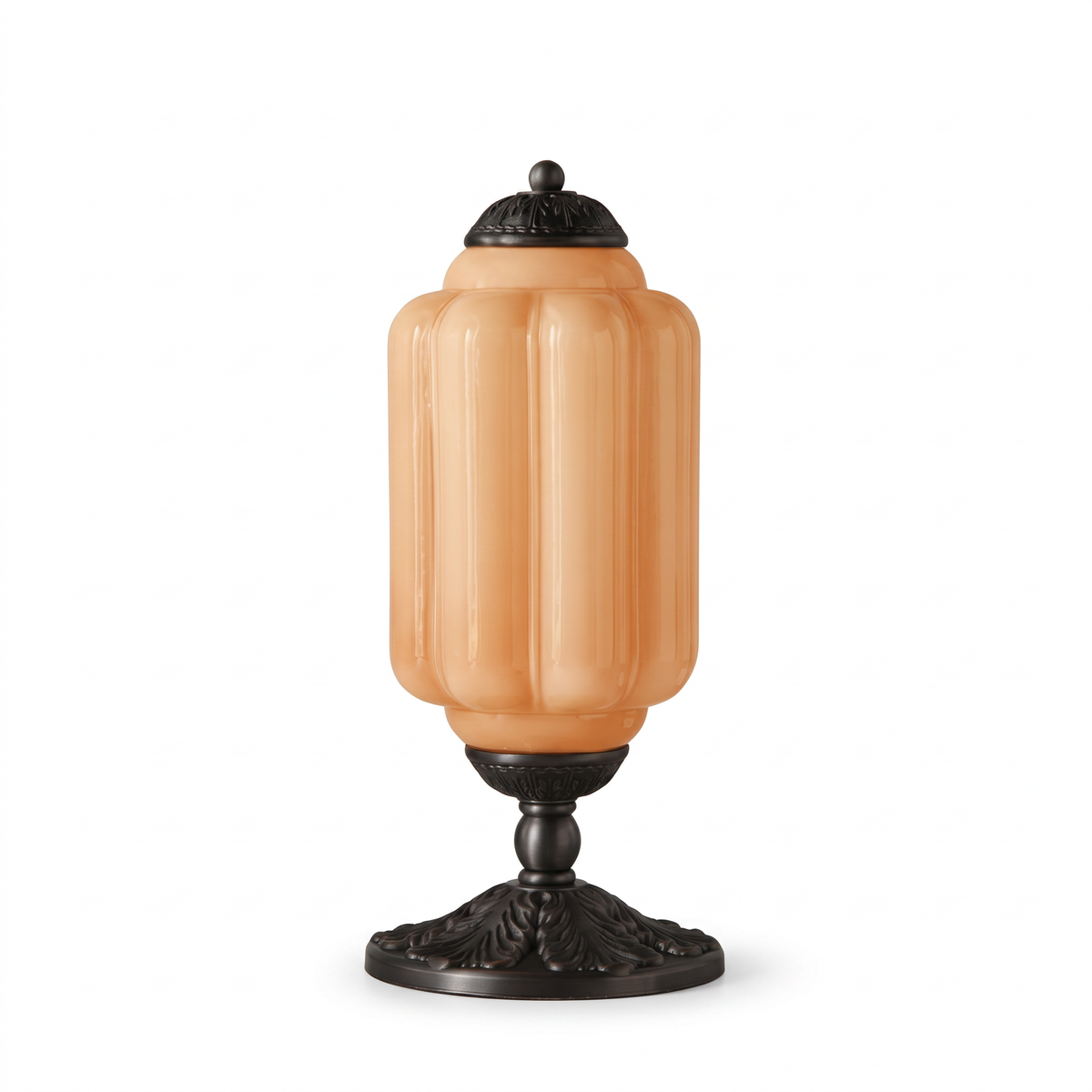 Vintage Glass Eloise Table Lamp (black / orange) on a white background