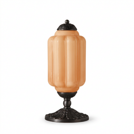 Vintage Glass Eloise Table Lamp (black / orange) on a white background