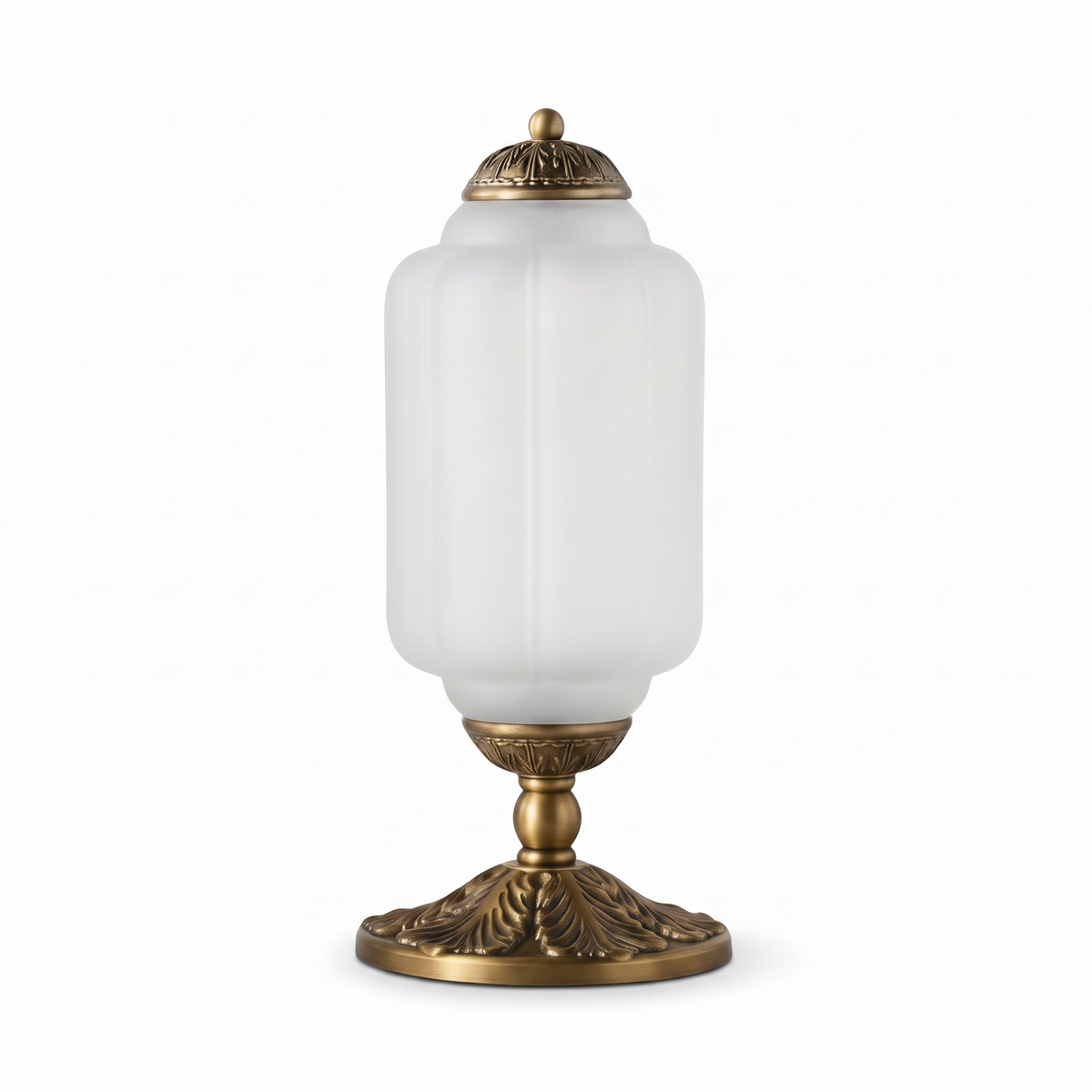 Vintage Glass Eloise Table Lamp (brass / frosted glass) on a white background
