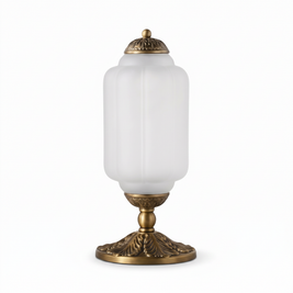 Vintage Glass Eloise Table Lamp (brass / frosted glass) on a white background