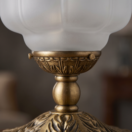 Vintage Glass Eloise Table Lamp (brass / frosted glass) detail close-up