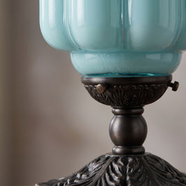 Vintage Glass Eloise Table Lamp (black / blue) detail close-up