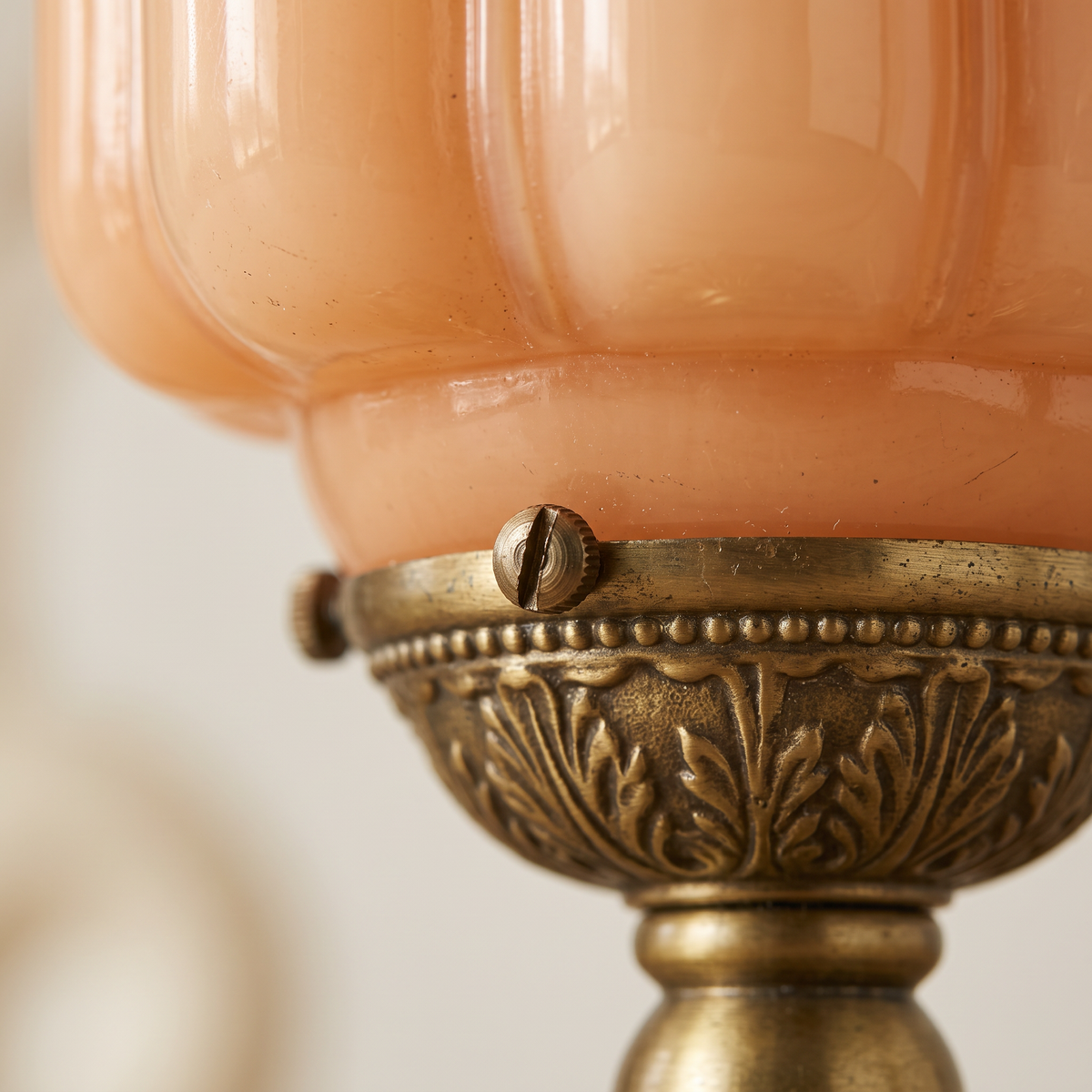 Vintage Glass Eloise Table Lamp (brass / orange) detail close-up