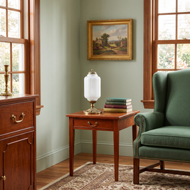Vintage Glass Eloise Table Lamp (brass / frosted glass) in a styled room