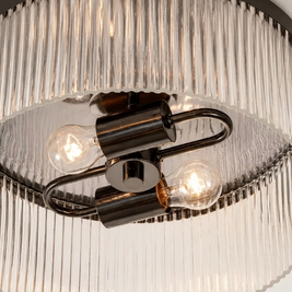 Ribbed Glass Flush Mount Ceiling Light