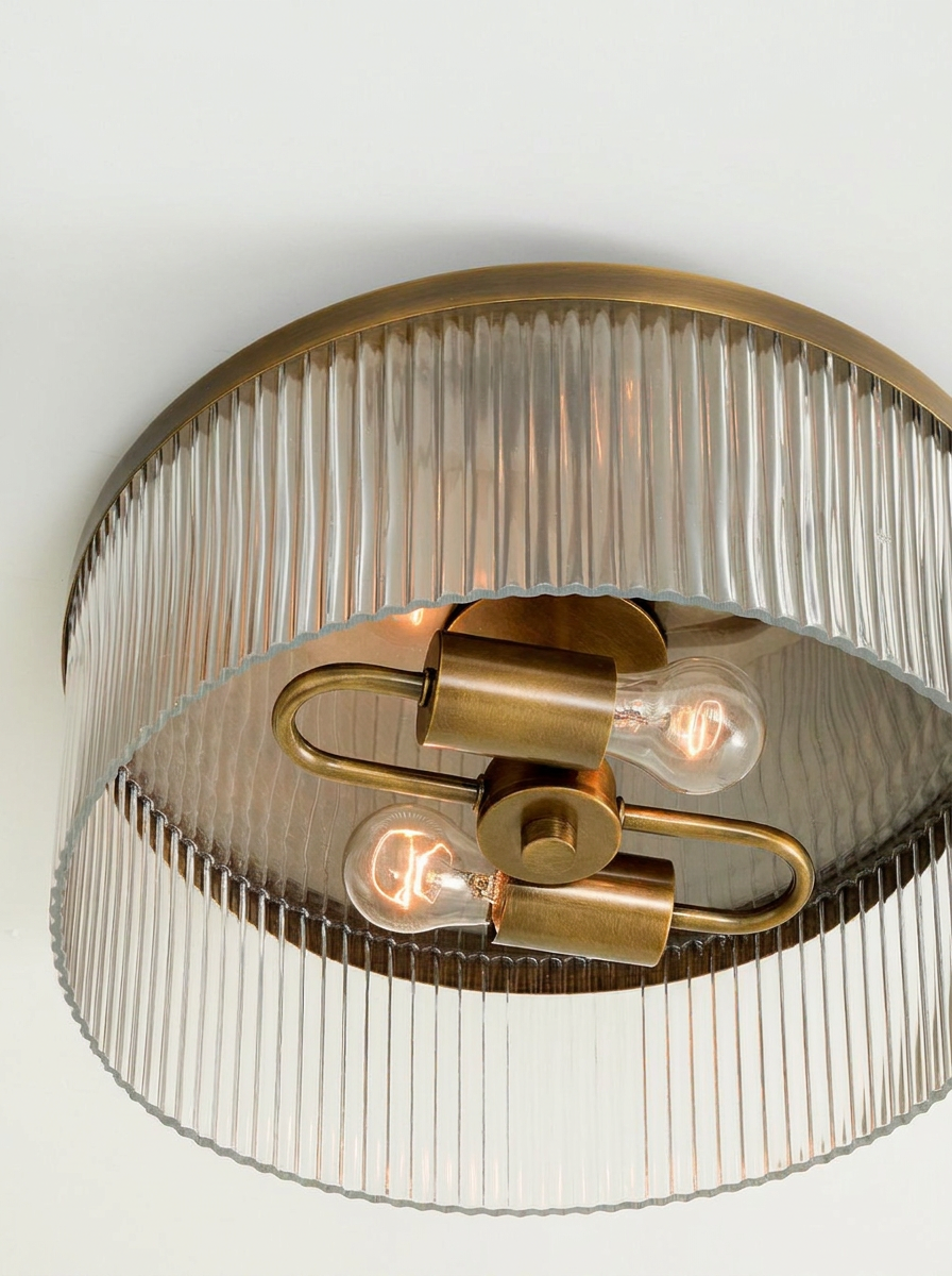 Ribbed Glass Flush Mount Ceiling Light