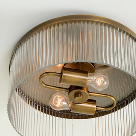 Ribbed Glass Flush Mount Ceiling Light