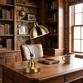 Bronze Desk Lamps Vintage Metal LED Head Gooseneck Lamp