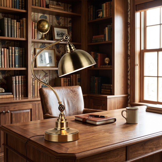 Bronze Desk Lamps Vintage Metal LED Head Gooseneck Lamp