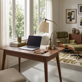 Industrial Empire-Style Metal Desk Lamp with Curved Arm and Adjustable Lighting