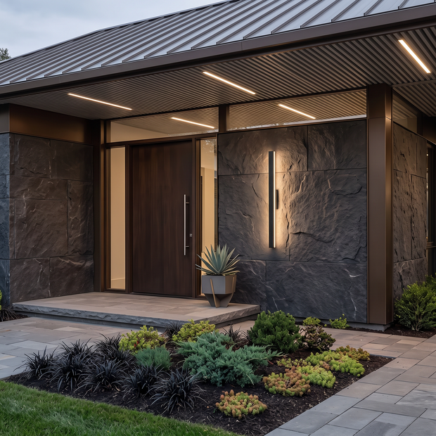 Outdoor Strip Wall Light Black Linear LED Integrated Light