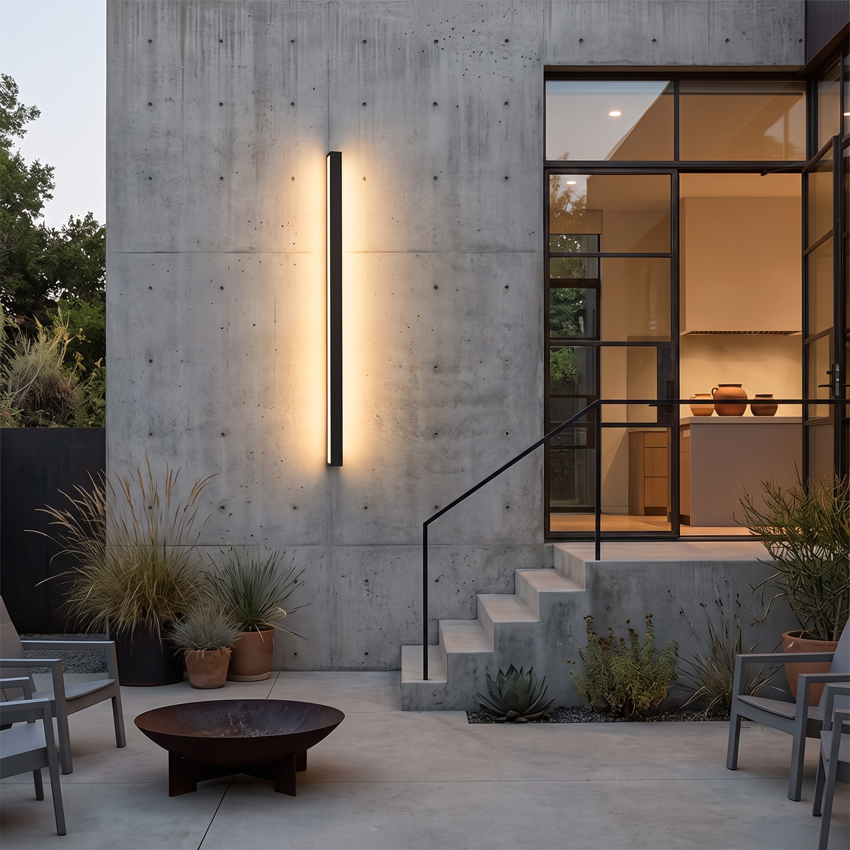 Outdoor Strip Wall Light Black Linear LED Integrated Light