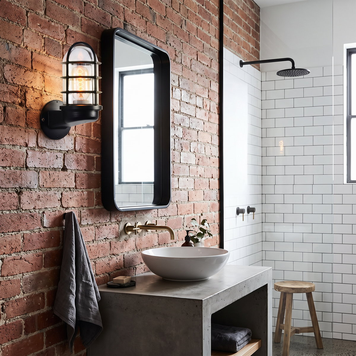 Industrial Half-Capsule Glass Wall Lamp - Bathroom Sconce Lighting Fixture