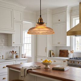 Retro Industrial Ribbed Glass Dome Pendant Lamp - 1-Light Design for Restaurants