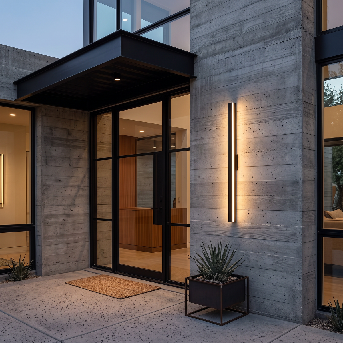 Linear Outdoor Wall Sconce Minimalist LED Black Lamp