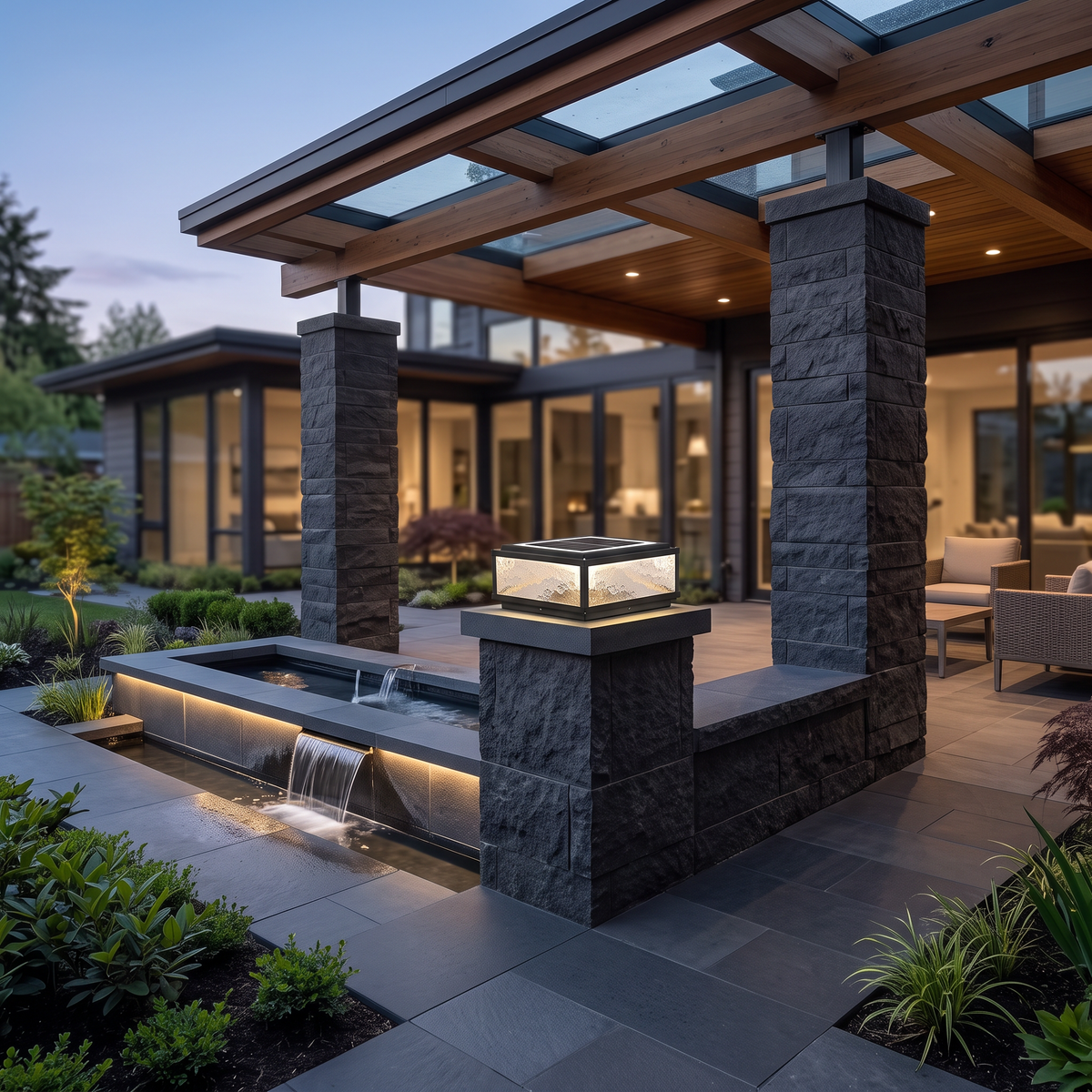 Square Outdoor Pillar Lights Modern LED Waterproof Outdoor Light