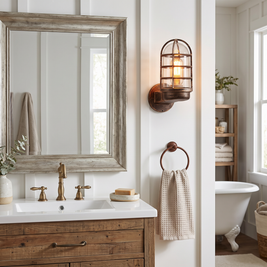 Industrial Half-Capsule Glass Wall Lamp - Bathroom Sconce Lighting Fixture