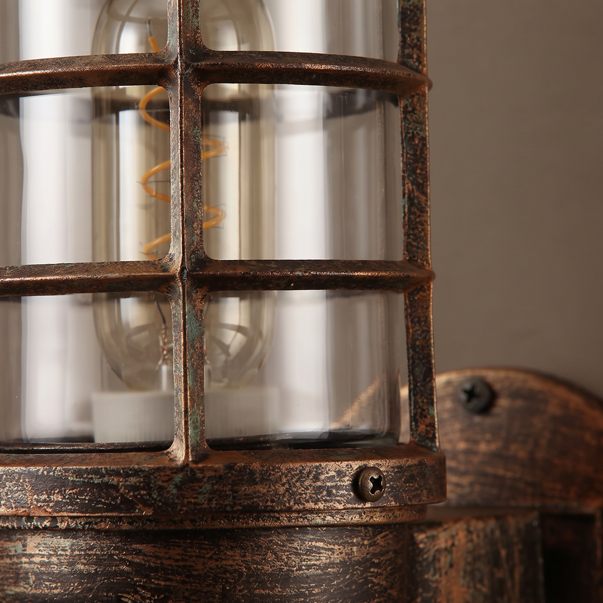 Industrial Half-Capsule Glass Wall Lamp - Bathroom Sconce Lighting Fixture