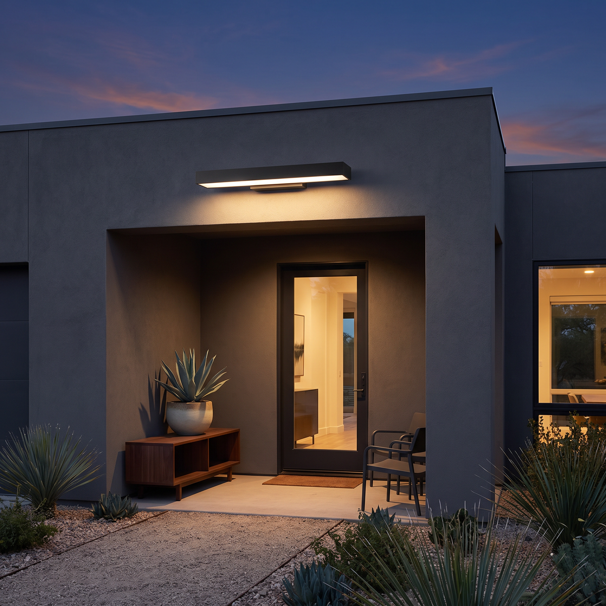 LED Linear Wall Light Outdoor Black Rectangular Lamp