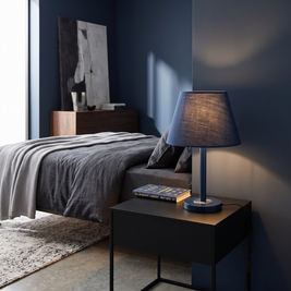 Modern Dark Blue Tapered Night Light Lamp for Bedroom Reading