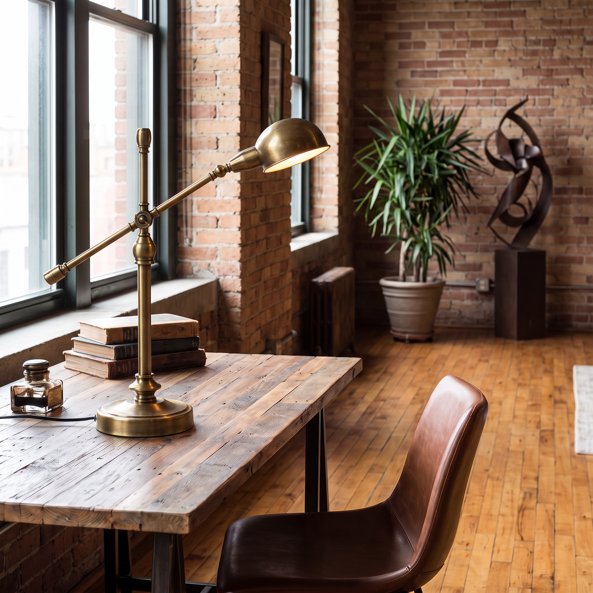Copper Dome Desk Lamp with Flexible Arm