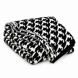 Black & White Plaid Knit Throw Blanket for Sofa - white background