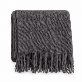 Solid Knit Tassel Throw Blanket for Bed & Sofa - Grey - white background