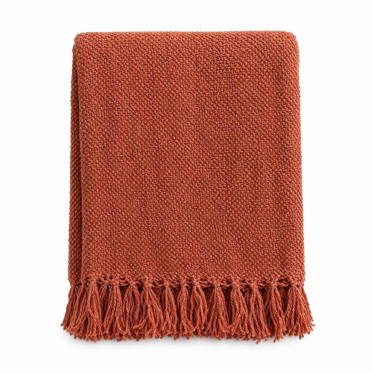 Solid Knit Tassel Throw Blanket for Bed & Sofa - Red - white background