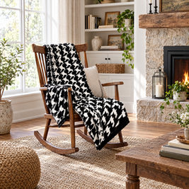 Black & White Plaid Knit Throw Blanket for Sofa - lifestyle