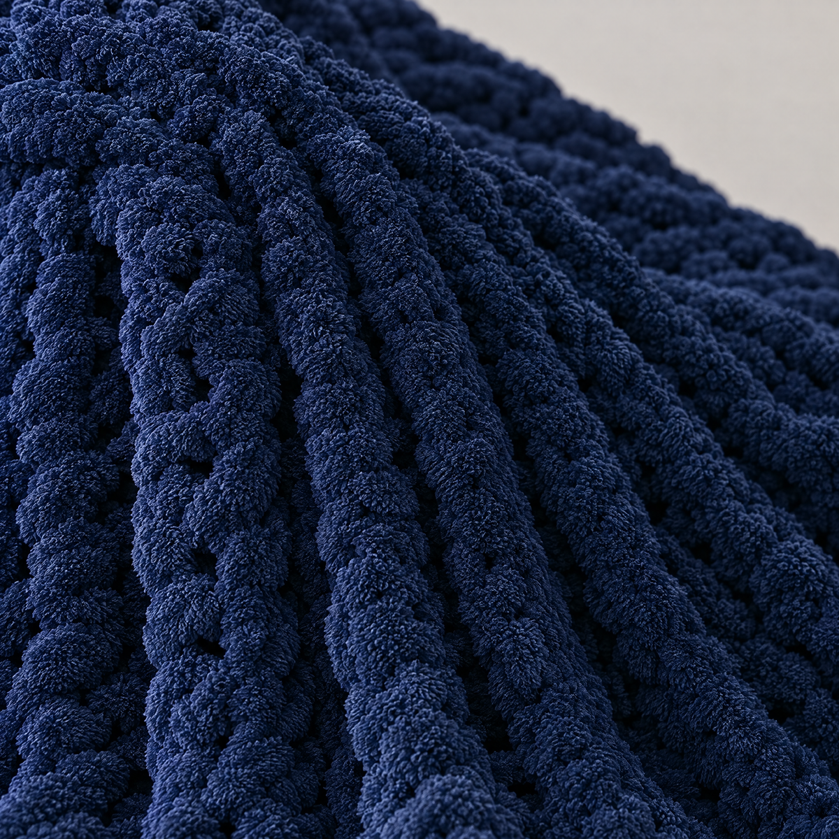 Chunky Chenille Knit Blanket for Bed & Couch - 3 - close-up detail