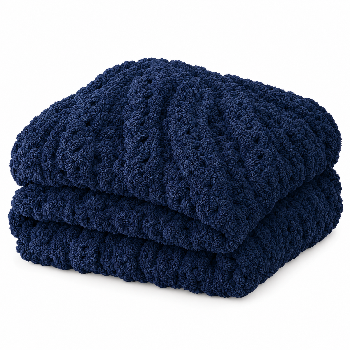 Chunky Chenille Knit Blanket for Bed & Couch - 3 - white background