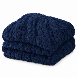 Chunky Chenille Knit Blanket for Bed & Couch - 3 - white background