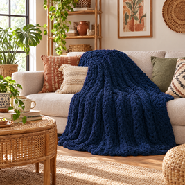 Chunky Chenille Knit Blanket for Bed & Couch - 3 - lifestyle