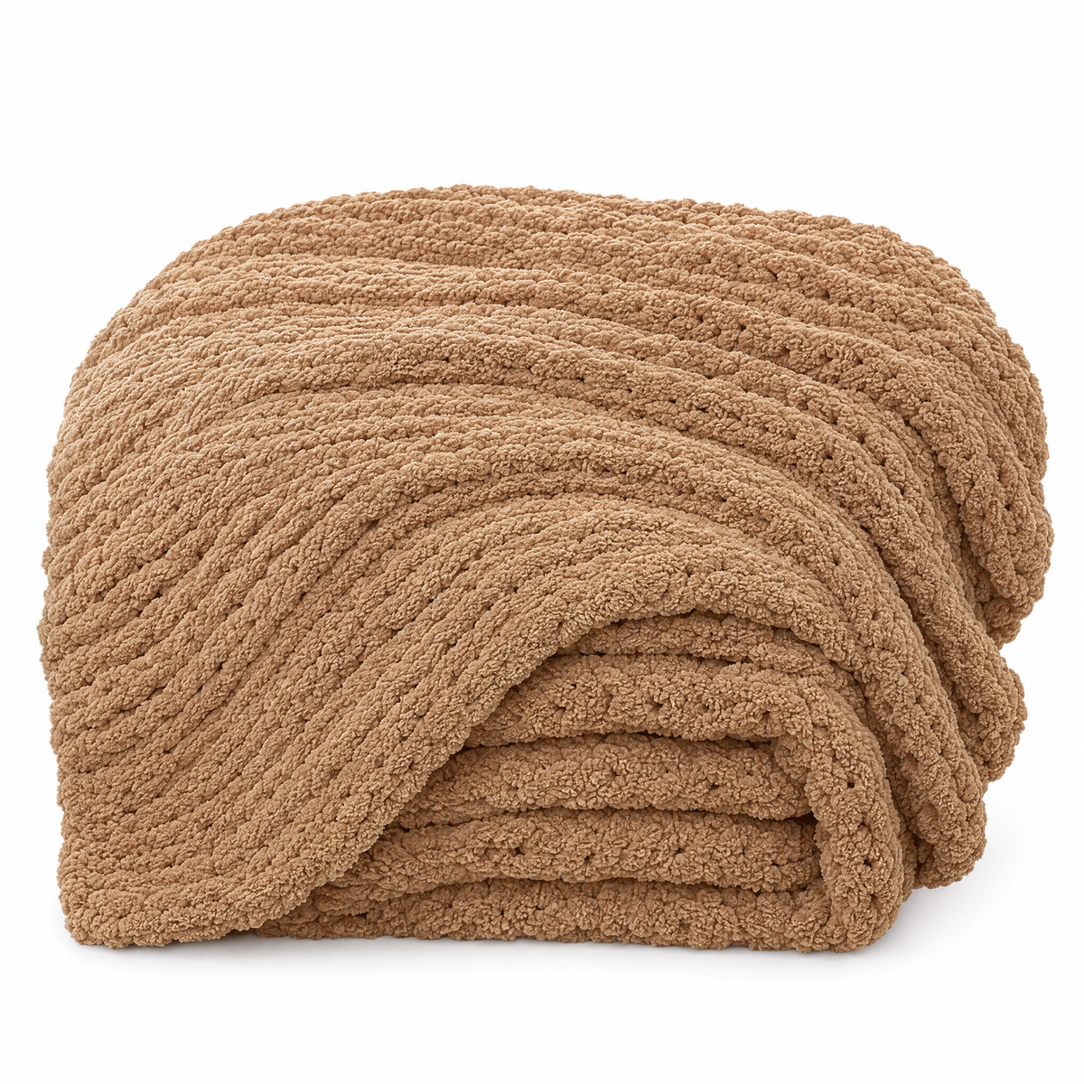 Chunky Chenille Knit Blanket for Bed & Couch - 5 - white background